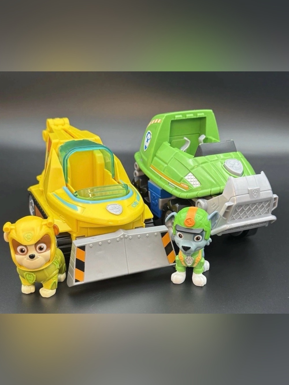 PAW Patrol Jungle Pups Rocky Turtle, Aqua Pups Rubble Shark, Vehicle W/ Figure